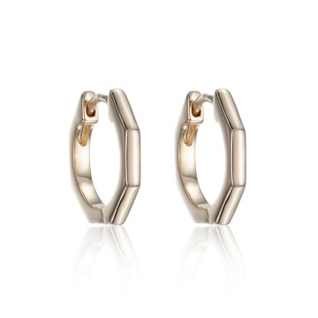 Yellow Gold Plated Hexagon Hoop Earrings