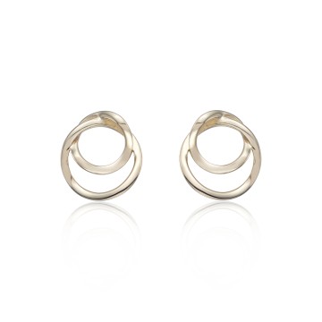 Yellow Gold Plated Double Circle Earrings