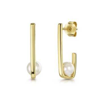 18ct Yellow Gold Vermeil Fancy Pearl Hoop Earrings