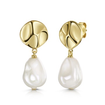 18ct Yellow Gold Vermeil Pearl Drop Earrings