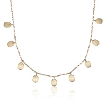 Yellow Gold Plated Brushed Station Necklet