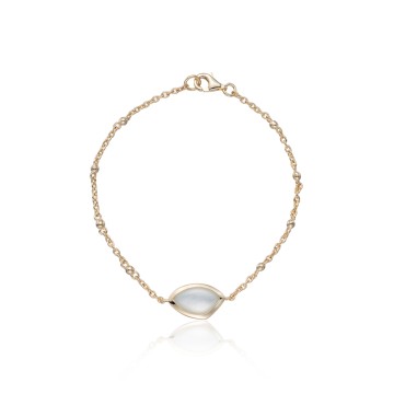 Yellow Gold Plated White Enamel Single Bracelet