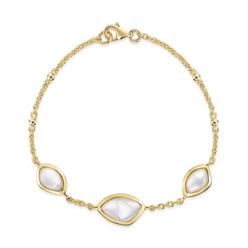 Yellow Gold Plated White Enamel Triple Bracelet
