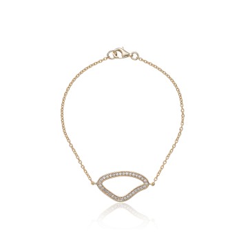 Yellow Gold Plated Cubic Zirconia Open Abstract Bracelet