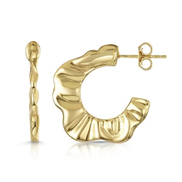 18ct Yellow Gold Vermeil Floral Edge Hoop Earrings