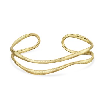 18ct Yellow Gold Vermeil Double Row Open Cuff Bangle