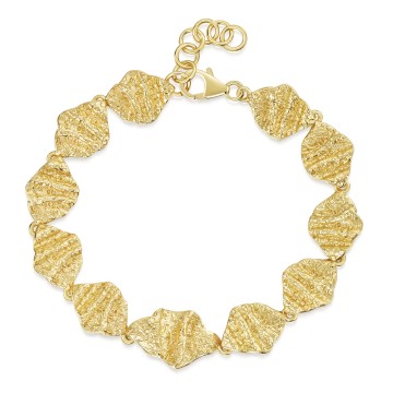 18ct Yellow Gold Vermeil Textured Link Bracelet