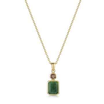 18ct Yellow Gold Vermeil Beryl Emerald & Smoky Quartz Pendant