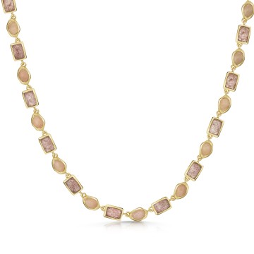 18ct Gold Vermeil Strawberry Quartz & Peach Moonstone Necklet