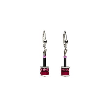 Coeur De Lion Geocube Pink and Red Crystal Drop Earrings 4409/20-1500