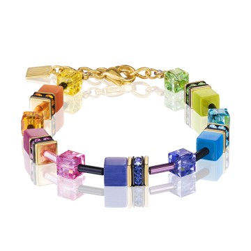 Coeur De Lion Geocube Yellow Gold Tone Plated Multi-Coloured Crystal Bracelet 2838/30-1573