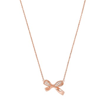 Armani Sentimental Ladies Necklace EG3543221 Rose Sterling Silver Stone Set Bow