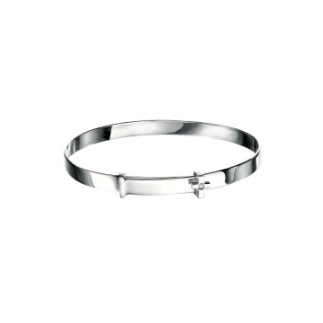 D for Diamond Silver Diamond Set Cross Baby Bangle