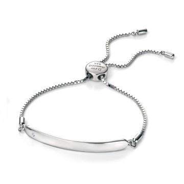 D For Diamond Silver Chain ID Bracelet