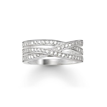 Thomas Sabo Sterling Silver Cubic Zirconia Crossover Ring TR2012-051-14