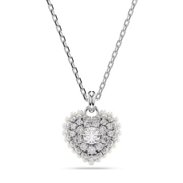 Swarovski Idyllia White Rhodium Plated Heart Ladies Pendant 5684386