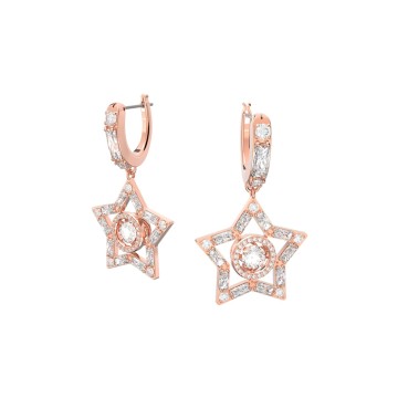 Swarovski Stella Rose Gold Plated Star Hoop Drop Earrings 5617769 1