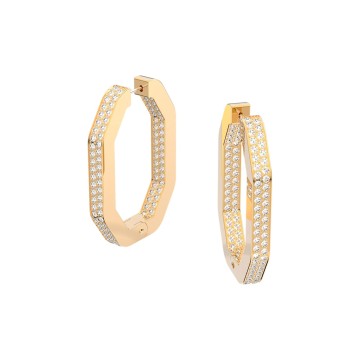 Swarovski Dextera Yellow Gold Plated Octagonal Pavé Hoop Earrings 5618304