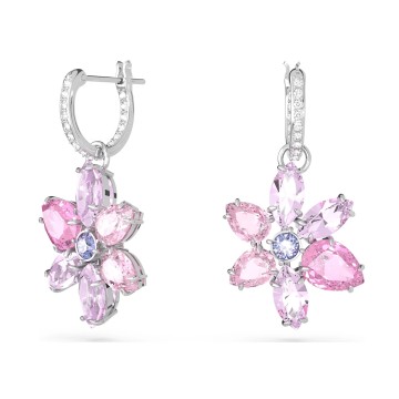 Swarovski Gema Mixed Cut Pink Flower Drop Earrings