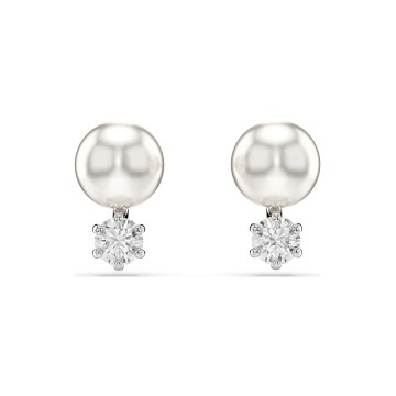 Swarovski Matrix Rhodium Plated Crystal Pearl Earrings 5694225