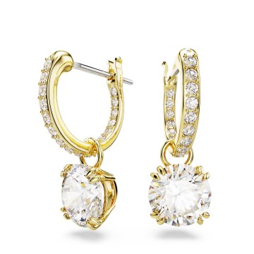 Swarovski Constella White Gold-Tone Plated Round Cut Drop Earrings 5638802