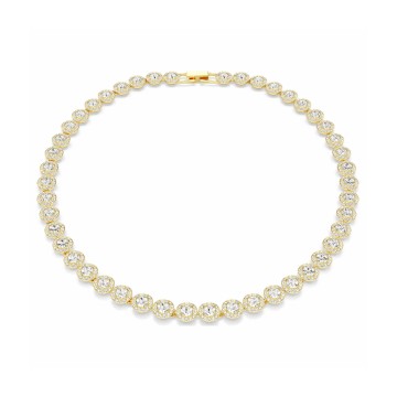 Swarovski Una Angelic Round Cut Gold Tone Plated Tennis Necklace 5720505