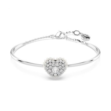Swarovski Idyllia White Rhodium Plated Heart Ladies Bangle 5684385