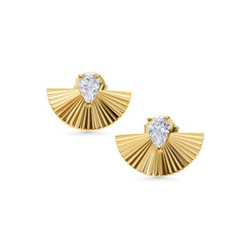 CARAT* Celine Pear Cut Cubic Zirconia Gold Vermeil Fan Earrings CE925Y-CELE