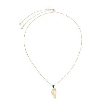 Carat* London Borneo Pear Cut Emerald Green Cubic Zirconia Leaf Pendant CN925Y-BORN-EM
