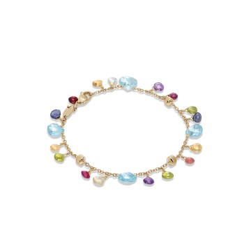 Marco Bicego Paradise Charms Multi 18ct Yellow Gold Gemstone Bracelet 18.5cm BB2584 MIX01T Y 02