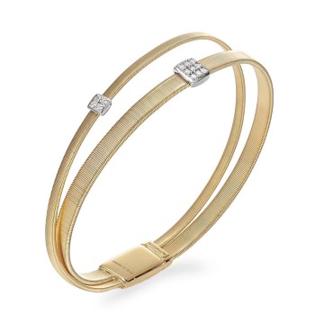 Marco Bicego 18ct Yellow Gold Masai 0.10ct Diamond Crossover Bangle BG732 B YW M5