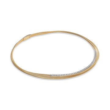 Marco Bicego Masai 18ct Gold Diamond 3 Strands Necklace CG728_B1_YW_M5