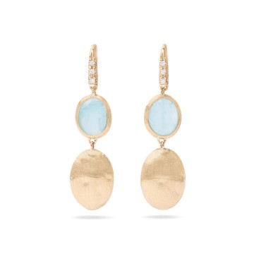 Marco Bicego Siviglia 18ct Yellow Gold Aquamarine and Diamond Drop Earrings