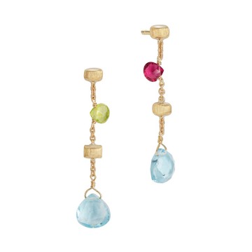 Marco Bicego Paradise 18ct Yellow Gold Gemstone Drop Earrings OB1430 MIX01 Y 02