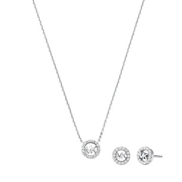 Michael Kors Fulton Pavé Logo Charm Necklace and Earrings Gift Set MKC1839SET