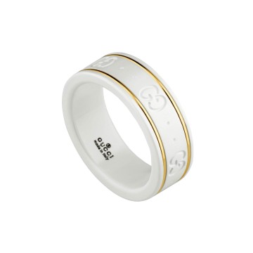 Gucci Icon 18ct Yellow Gold Zirconia White Ring YBC325964001