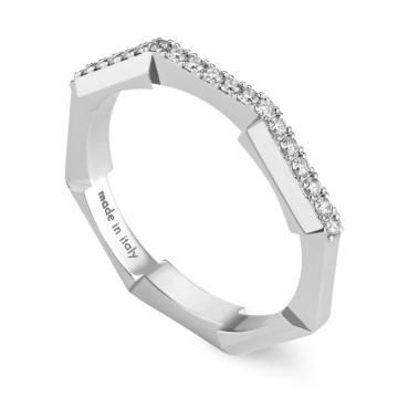 GUCCI Link to Love 18ct White Gold Diamond Ring YBC662140001 