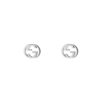 Gucci Interlocking 18ct White Gold Stud Earrings YBD662111003