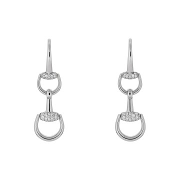 Gucci Horsebit White Gold Diamond Drop Earrings YBD837633001