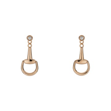 Gucci Horsebit 18ct Rose Gold Diamond Drop Earrings YBD837605001