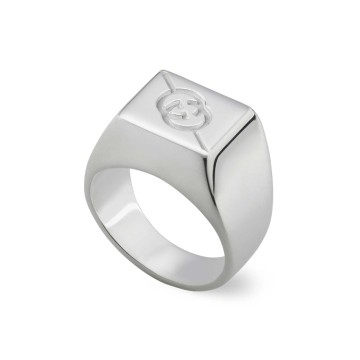 Gucci Interlocking Tag Sterling Silver Signet Ring YBC774046002