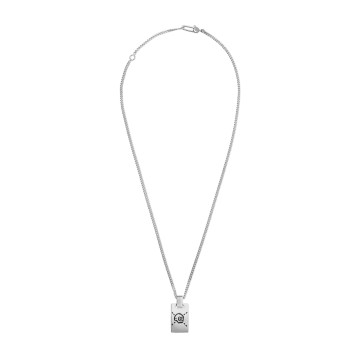 Gucci Ghost Sterling Silver Rectangle Necklace with Ghost Motif YBB455315002