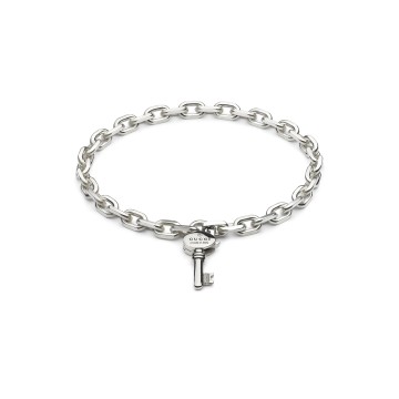 Gucci Trademark Sterling Silver Key Bracelet YBA796345001 - Size M
