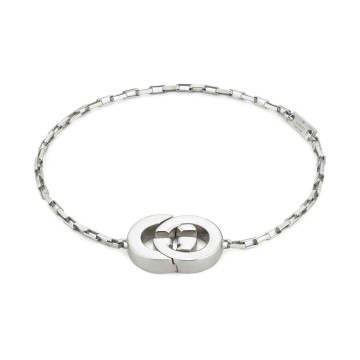 GUCCI Sterling Silver Interlocking Bracelet YBA853966001 17 - Size  Medium