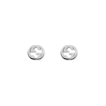 Gucci Interlocking Sterling Silver Stud Earrings YBD356289002