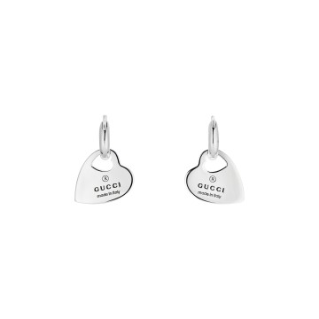 Gucci Trademark Silver Hoop Earrings with Heart YBD796302001