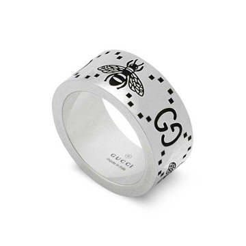 Gucci Signature Sterling Silver Bee Motif 9mm Ring YBC728304002