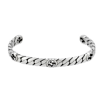 Gucci Interlocking Sterling Silver 6mm Bangle YBA661526002 - Size L