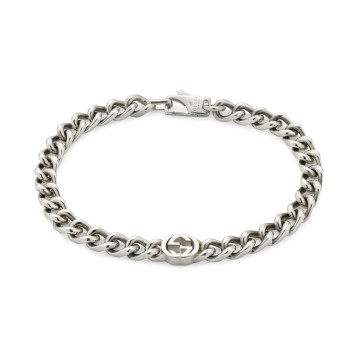Gucci Interlocking Silver Bracelet YBA843736001 17 - Size Medium 