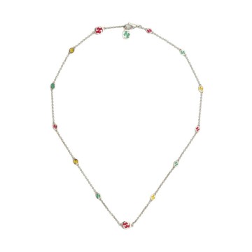 Gucci Interlocking Silver Enamel Necklace YBB728953002